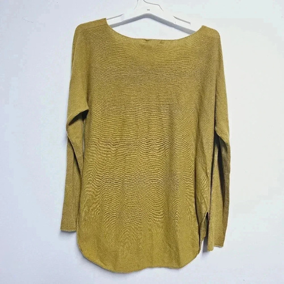 VINCE chartreuse mustard cashmere scoop neck sweater med - Picture 6 of 12